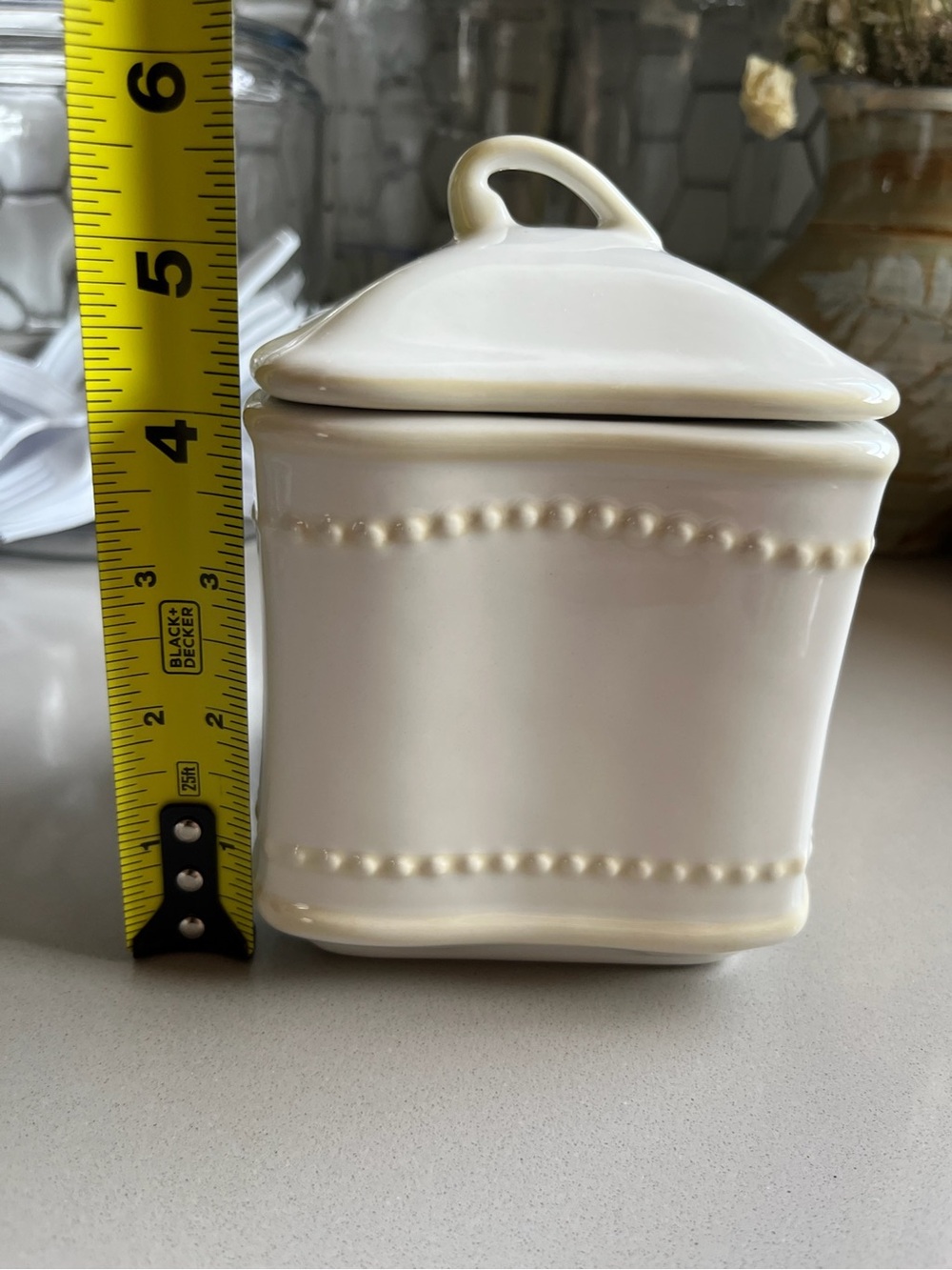 Princess House Pavillion Cream Ceramic Covered Sugar Canister